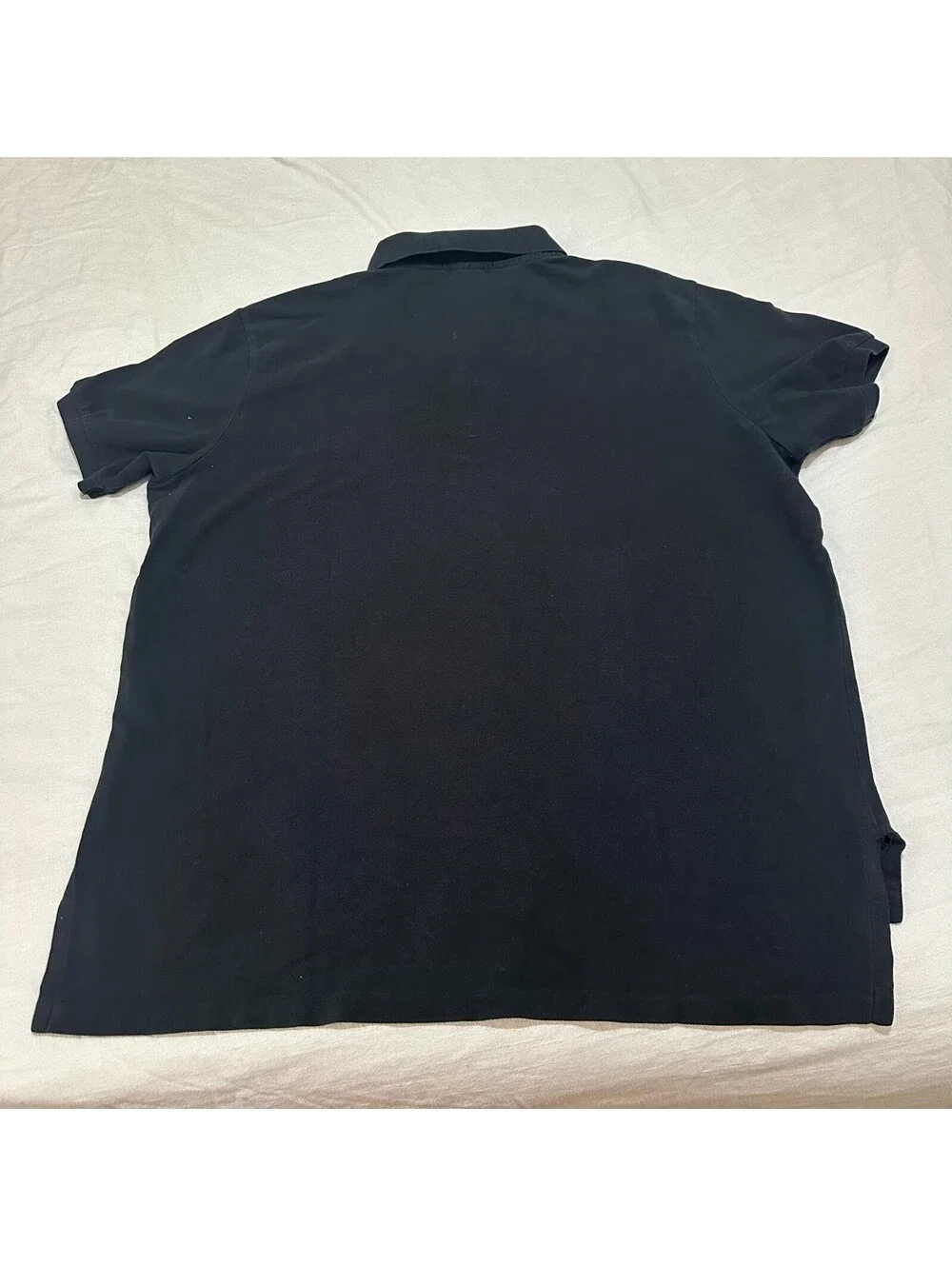 Polo Ralph Lauren Black Pique Polo Shirt Red Pony Made in USA XXL 2XL Custom Fit